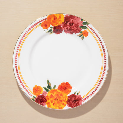 Marigold 11" Rimmed Dinner Plate - Floral