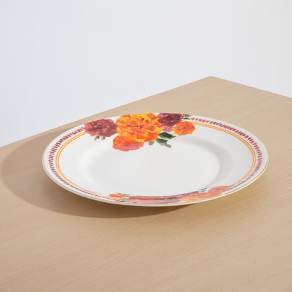 Marigold 11" Rimmed Dinner Plate - Floral