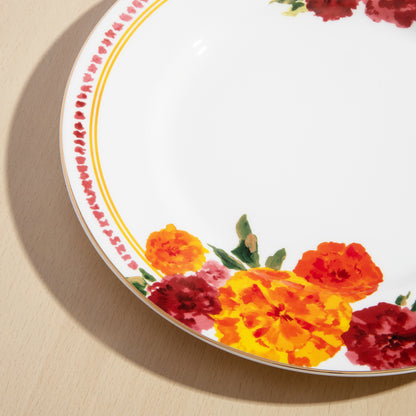 Marigold 11" Rimmed Dinner Plate - Floral