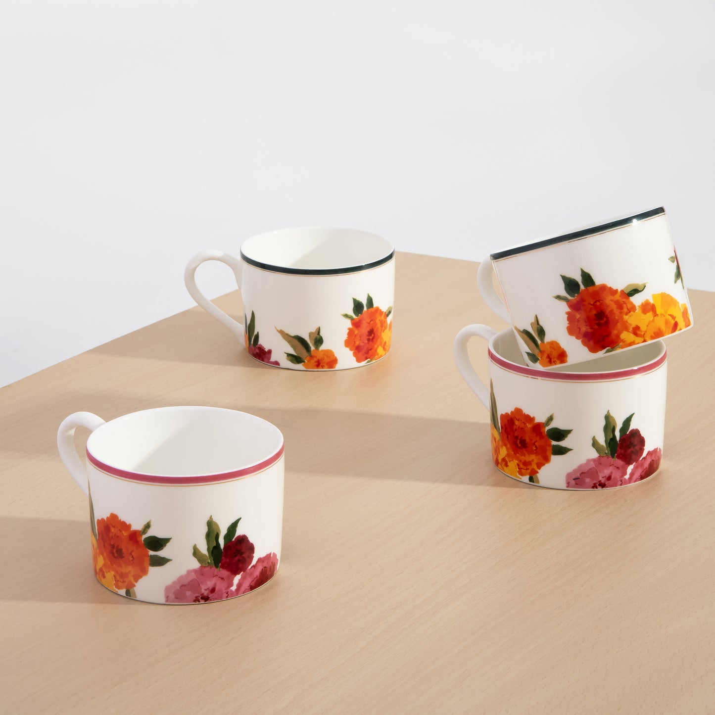 Marigold Tea Cup Set with Solid Saucer