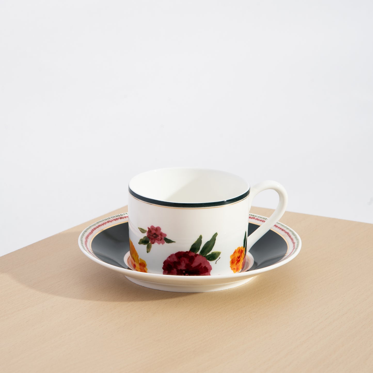 Marigold Tea Cup Set with Solid Saucer