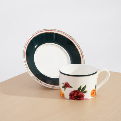 Marigold Tea Cup Set with Solid Saucer