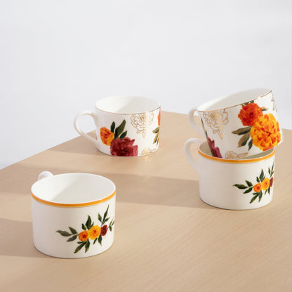 Marigold Tea Cup Set with Printed Saucer