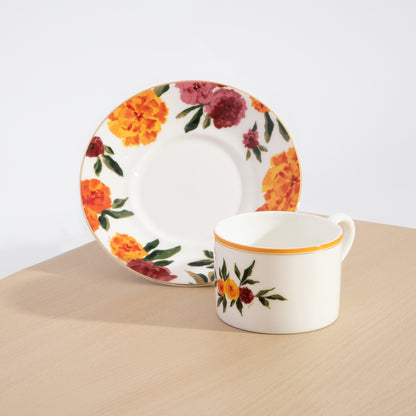 Marigold Tea Cup Set with Printed Saucer