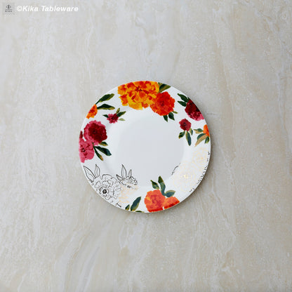 Marigold 9" Rimmed Quarter Plate - Floral