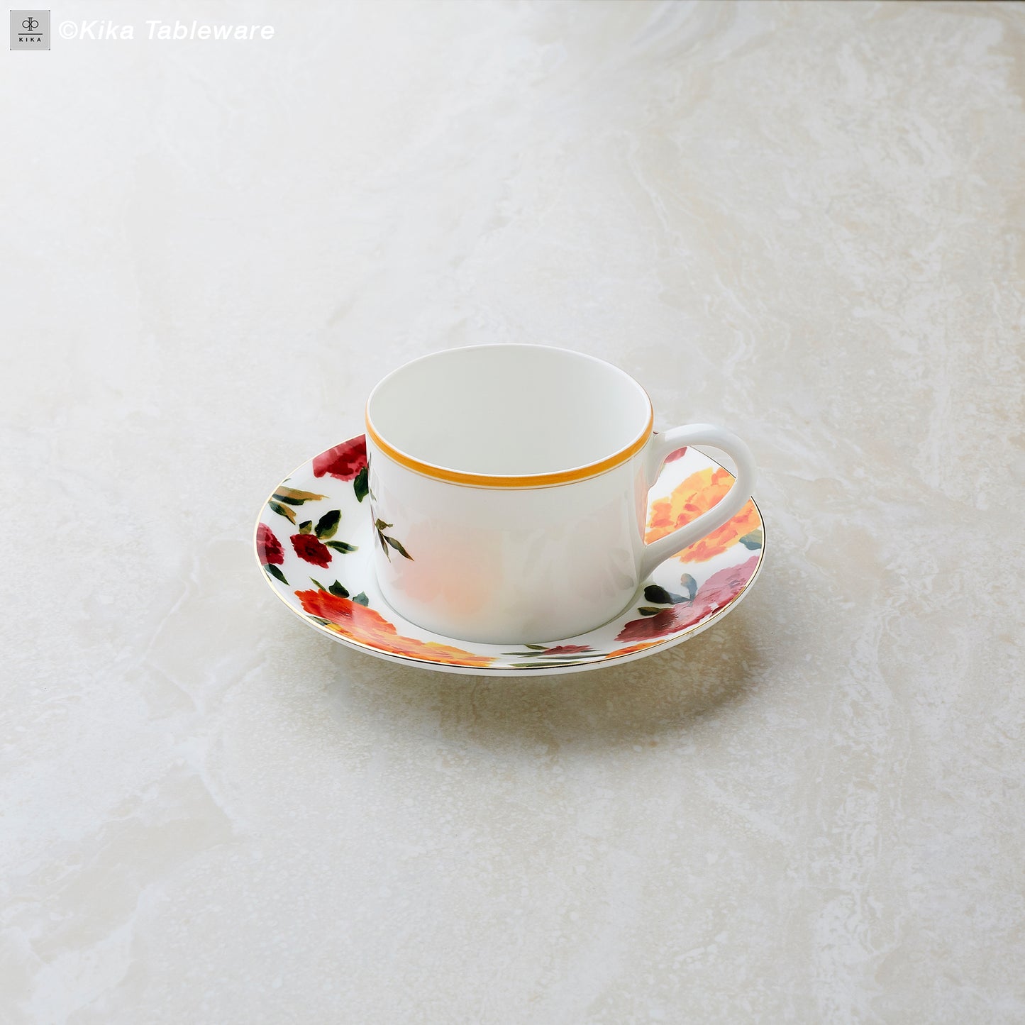 Marigold Tea Cup Set with Printed Saucer
