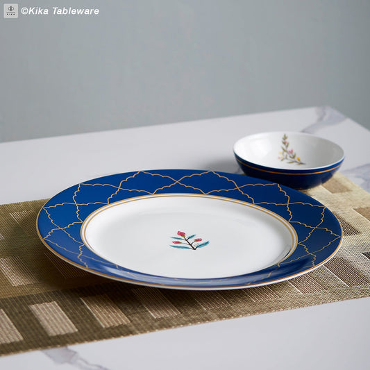 Heritage 11" Rimmed Dinner Plate - Blue